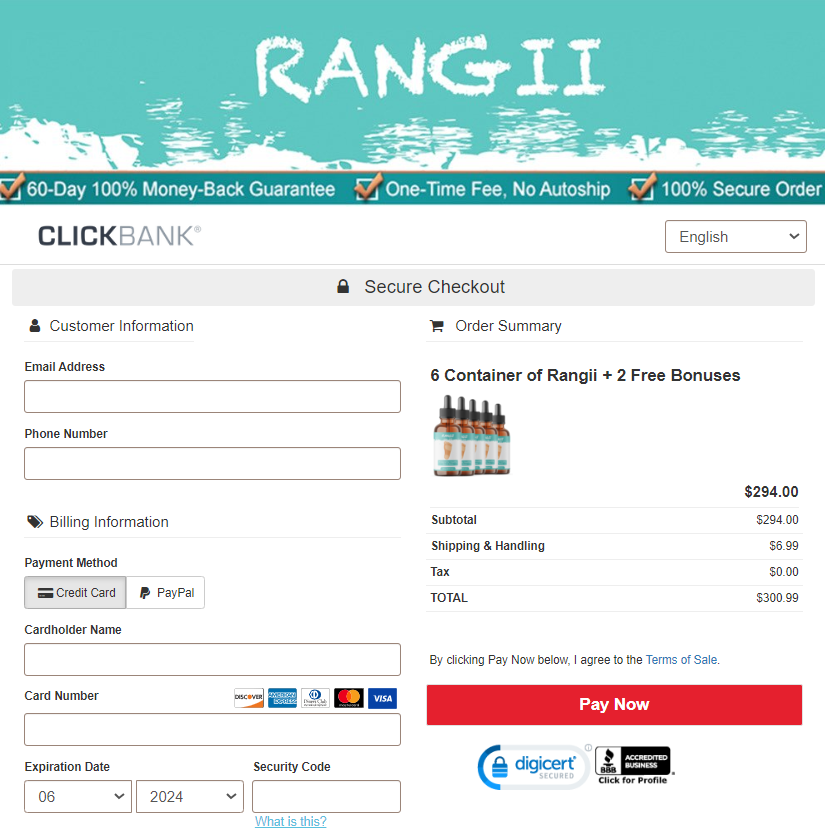 Rangii Order Page